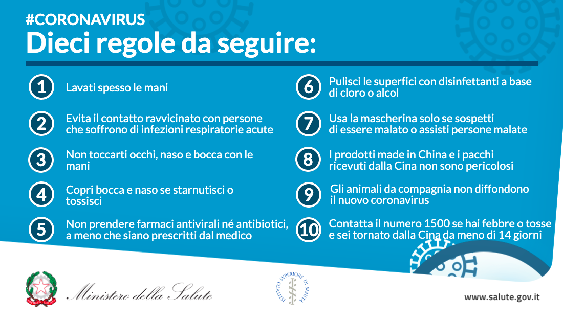 emergenza coronavirus in italia - il decalogo